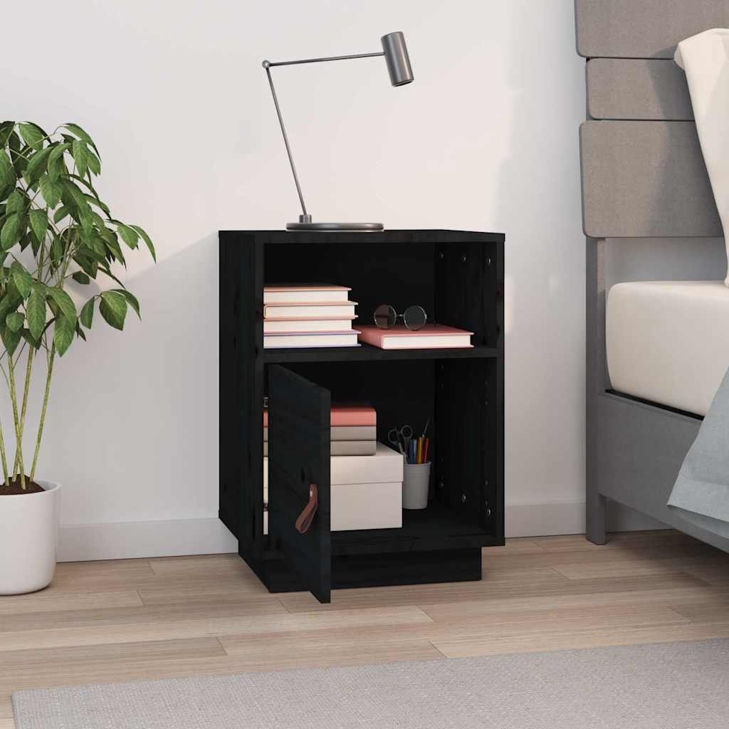 Vidaxl nachtkastje 40x34x55 cm massief grenenhout zwart