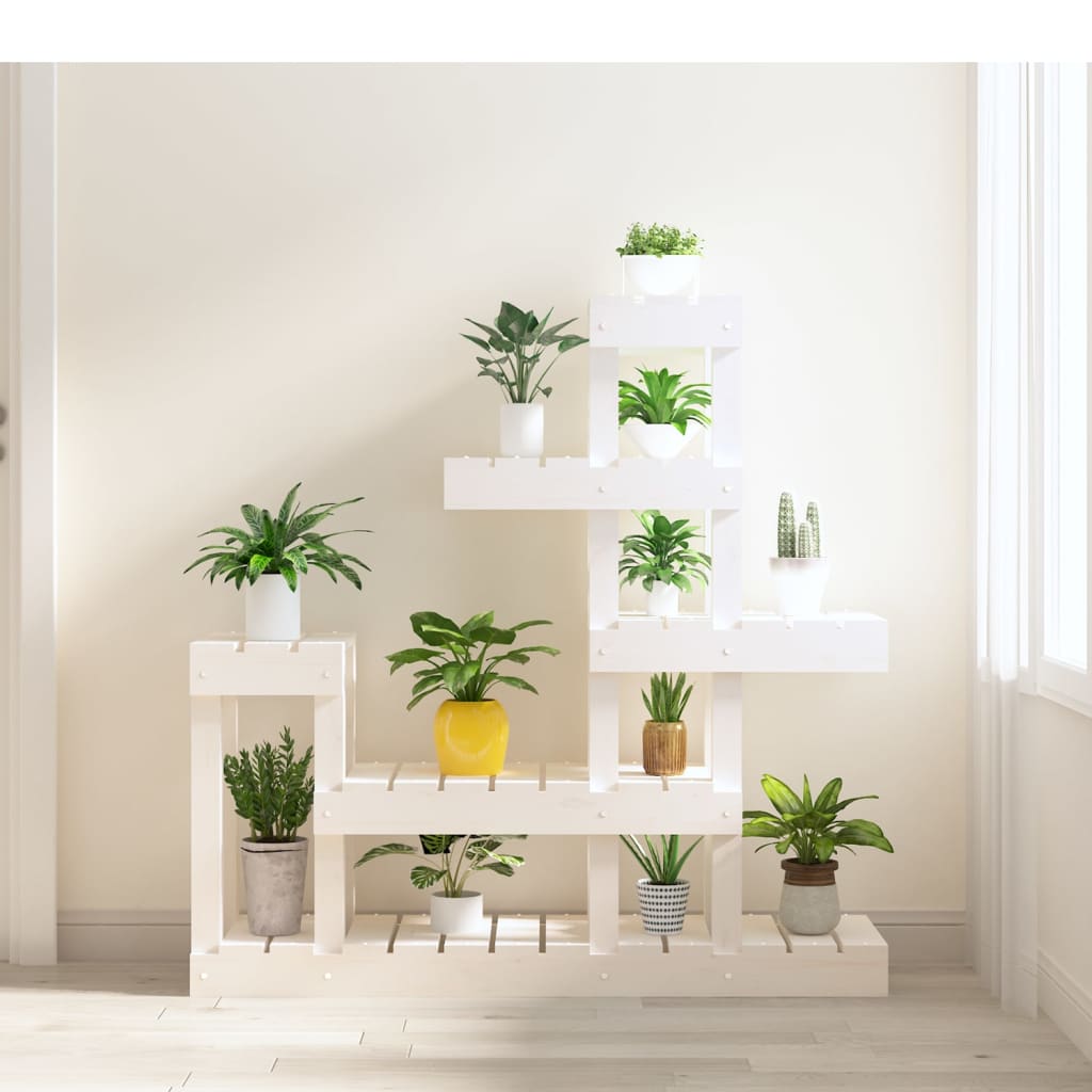 Vidaxl plantenstandaard 92x25x97 cm massief grenenhout wit