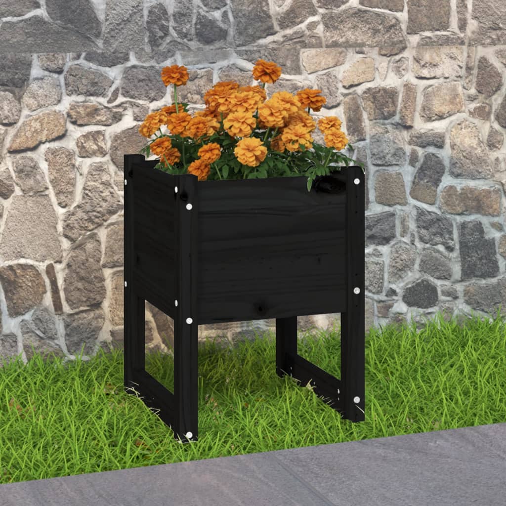 Vidaxl Planter Big 40x40x52,5 cm Solid fyrretræ sort
