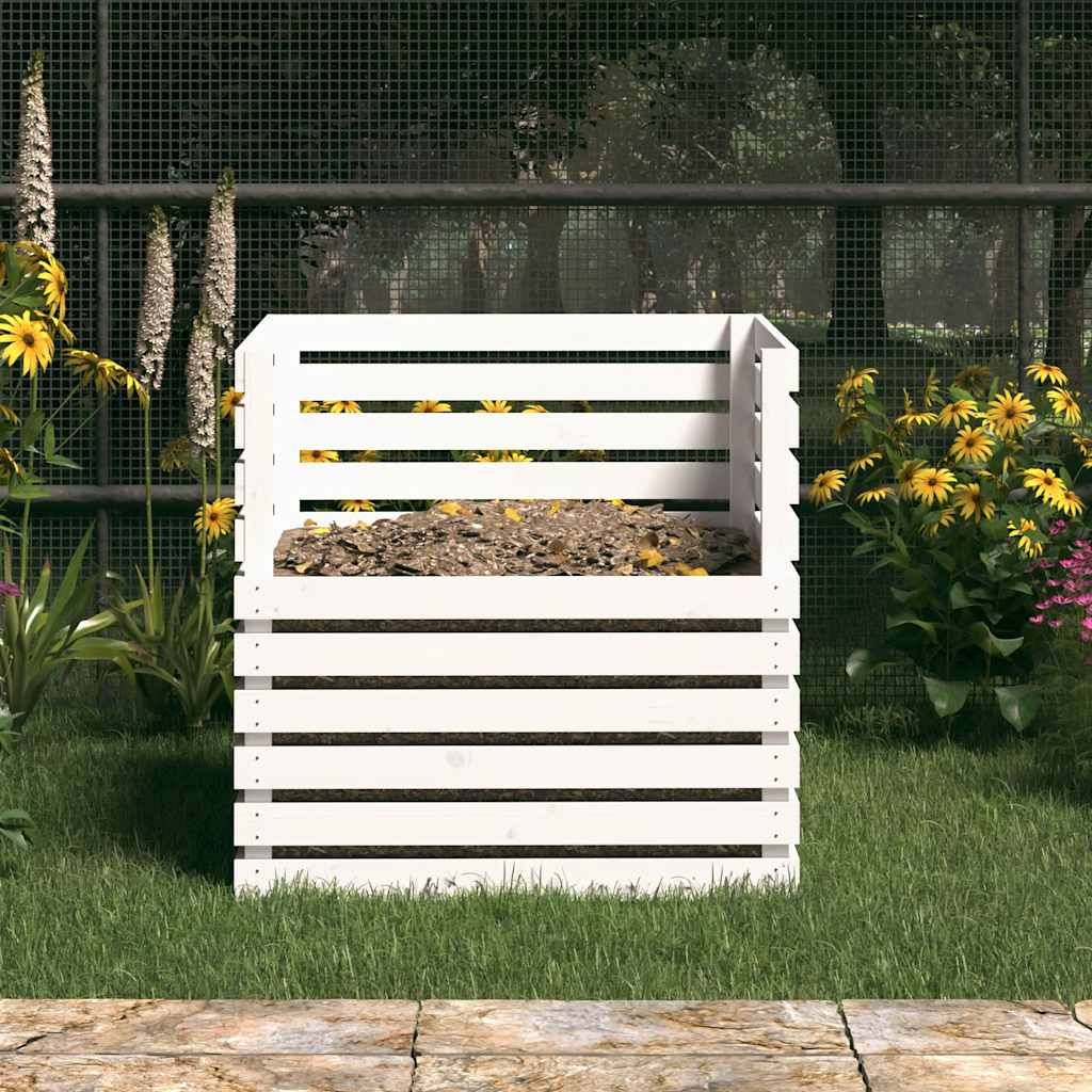 Vidaxl Compost Bin 80x80x78 cm Solid Pine White