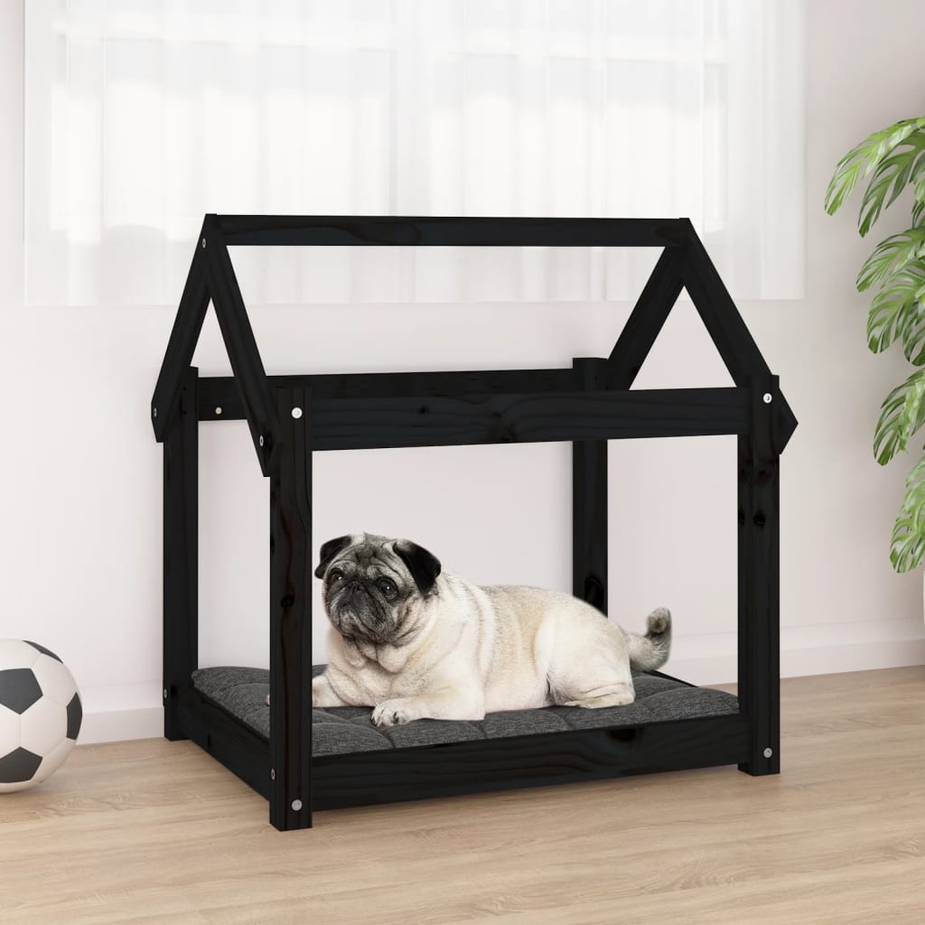 Vidaxl Dog Basket 71x55x70 cm Solid fyrretræ sort