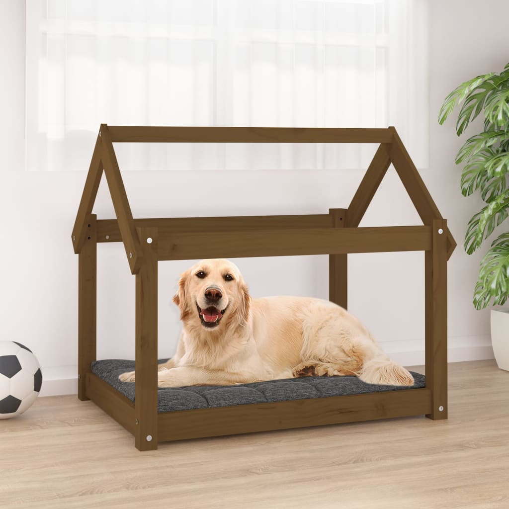 Vidaxl Dog Basket 81x60x70 cm Solid fyrretræbrun