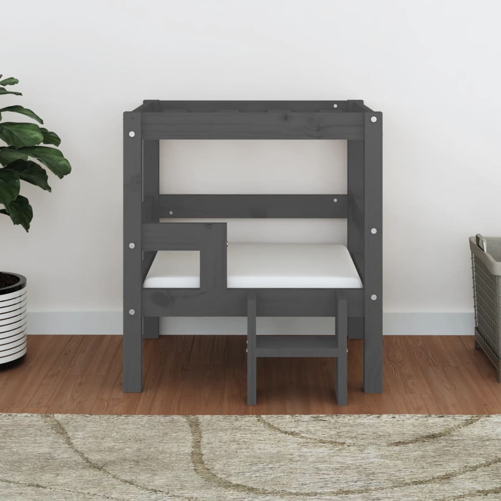 Vidaxl Dog Basket 55.5x53.5x60 cm Solid fyrretræ grå grå