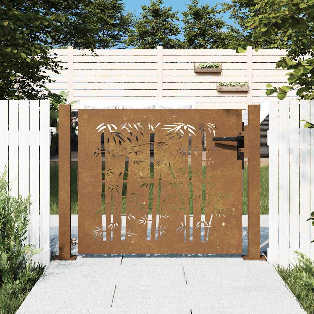 Vidaxxl port 100x75 cm bambus design corten stål