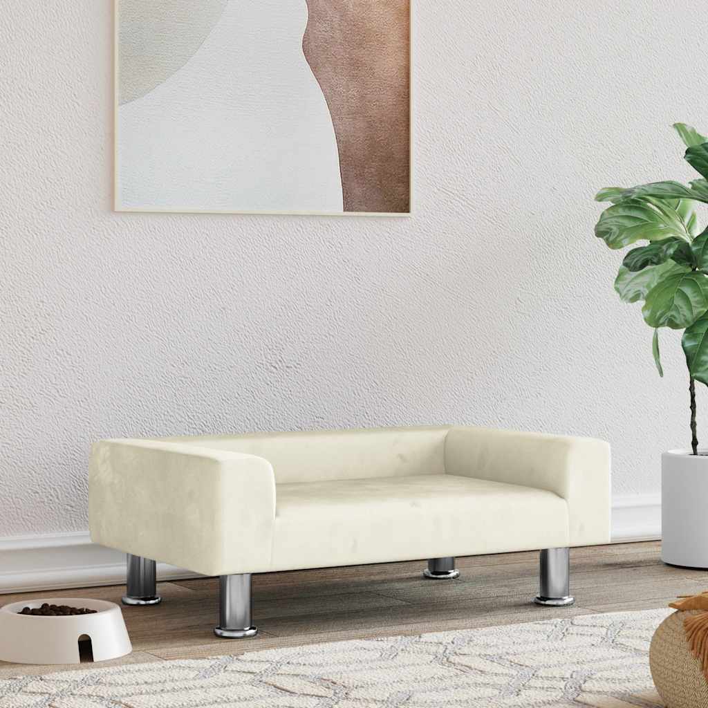 Vidaxxl hundeseng 70x45x26,5 cm fløjlscremefarvet