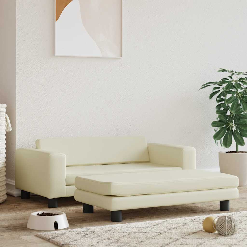 Vidaxl Dog Basket med udvidelse 100x50x30 cm kunstig lædercreme -farvet