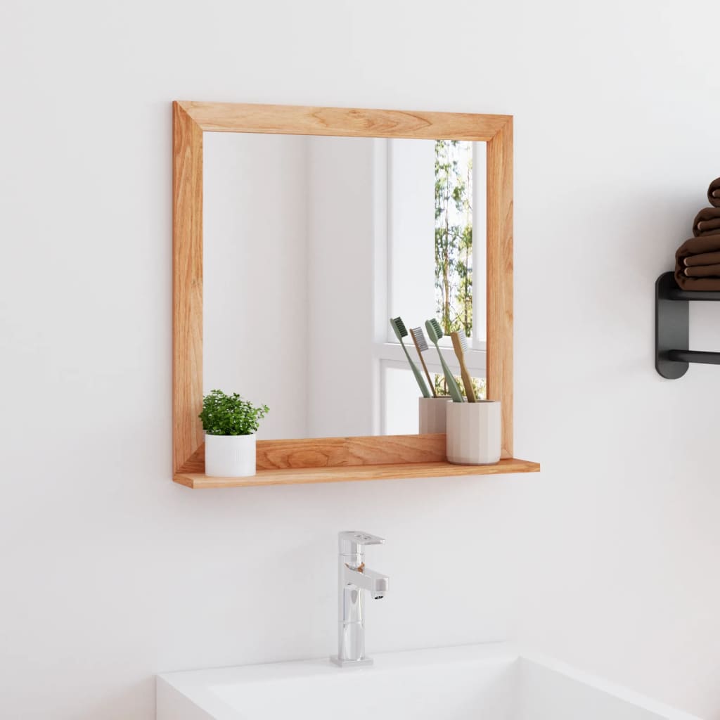 Vidaxl Wall Mirror 55x55 cm Solid valnødstræ
