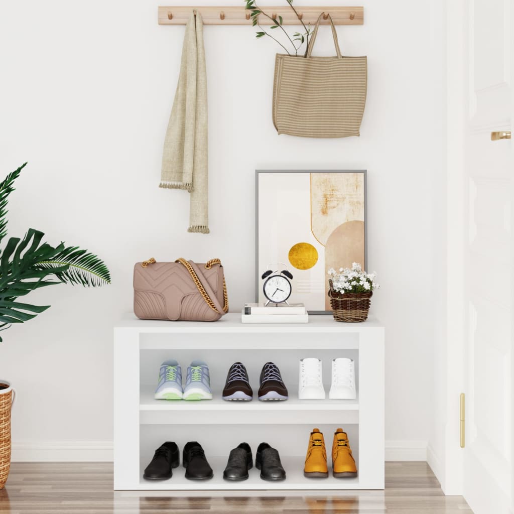 Vidaxl Shoe Rack 75x35x45 cm forarbejdet træhvide