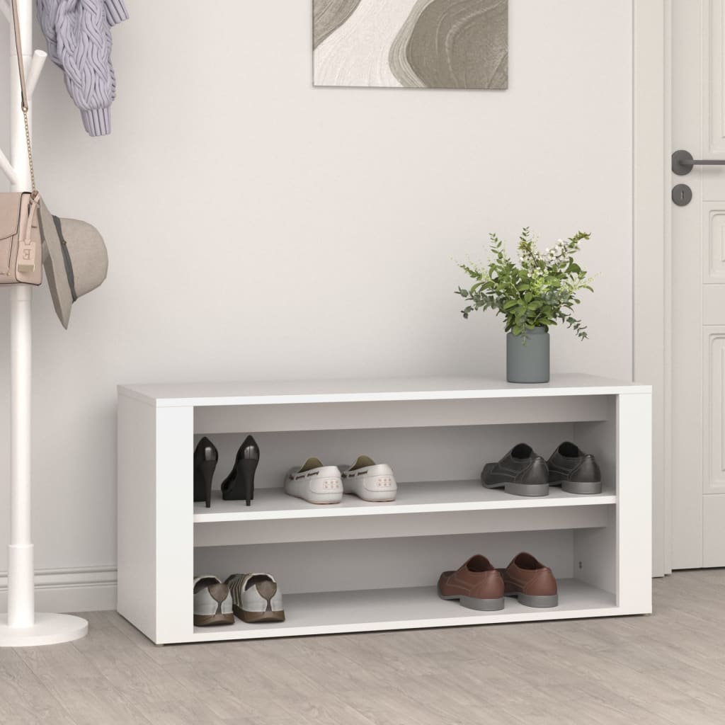 Vidaxl Shoe Rack 100x35x45 cm forarbejdet træhvide