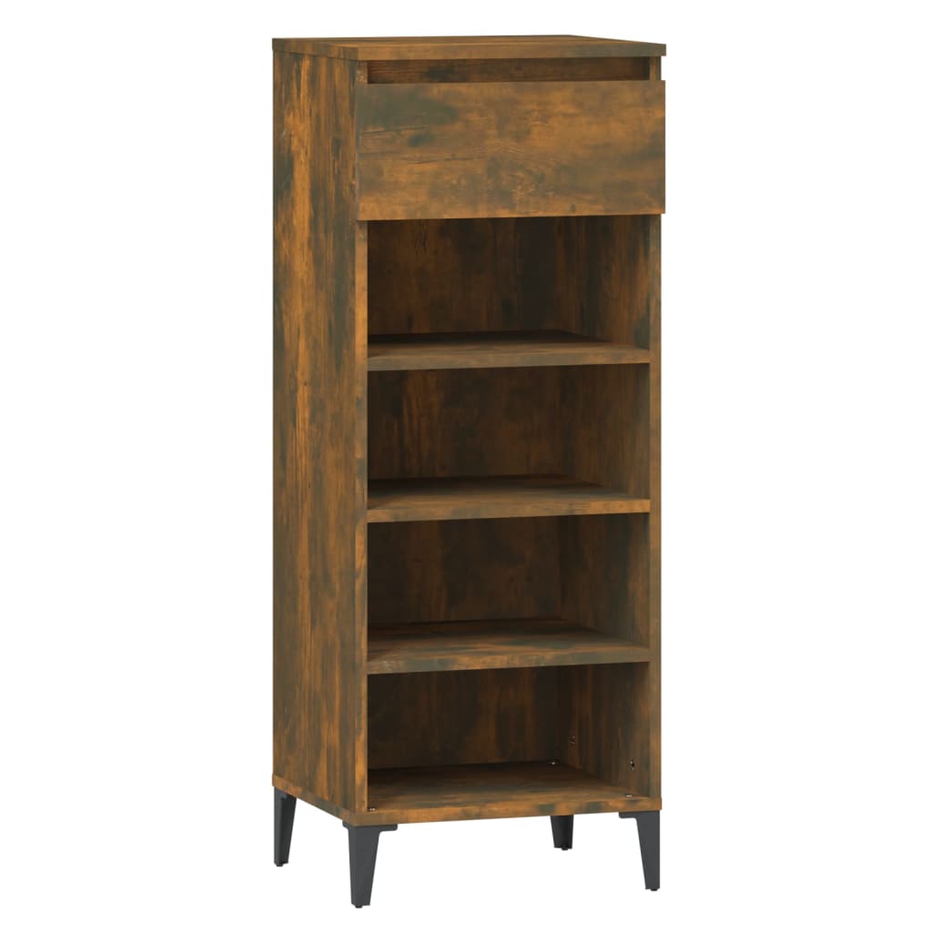Vidaxl Shoe Rack 40x36x105 cm Forarbejdet træ Røget eg Farvet