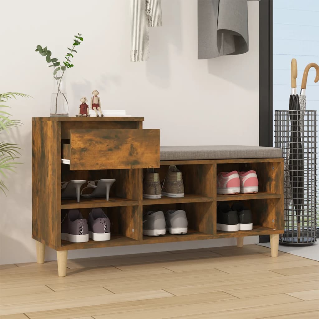 Vidaxl Shoe Cabinet 102x36x60 cm Property Wood Røget eg Farvet