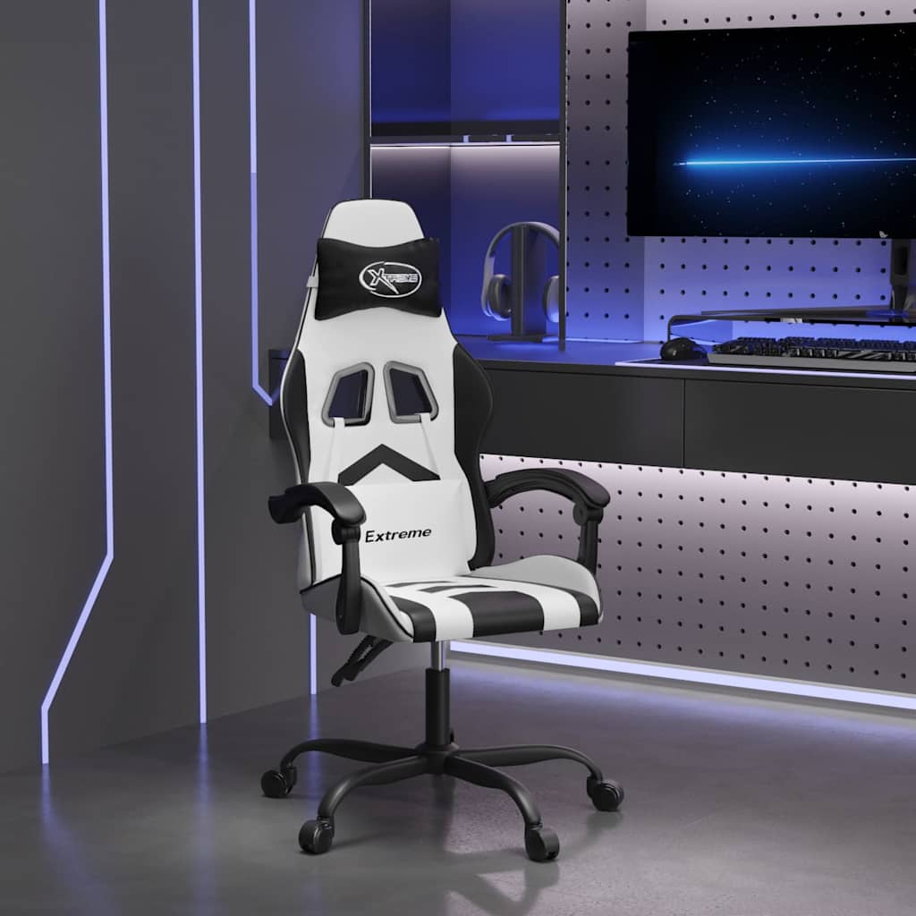 Vidaxl gamestoel kunstleer wit en zwart