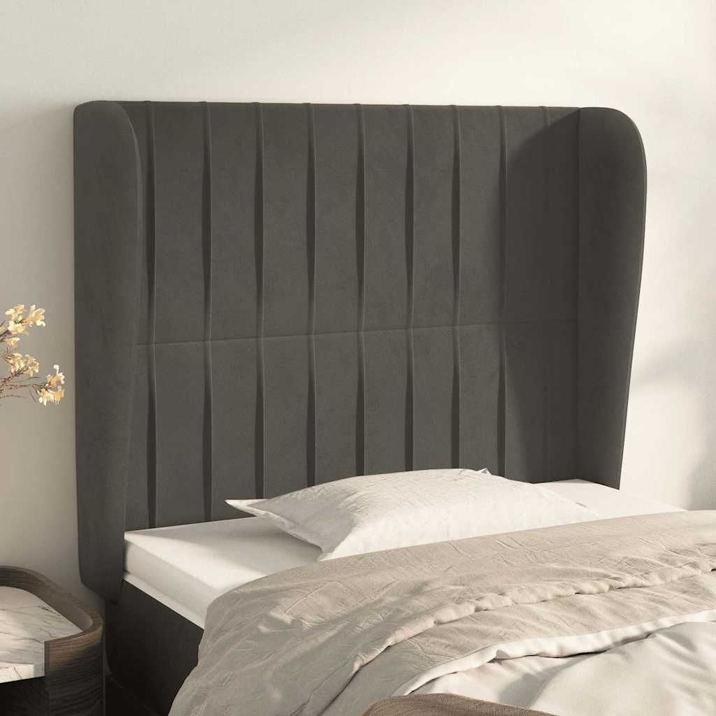 Vidaxl hoofdbord met randen 103x23x118 128 cm fluweel donkergrijs