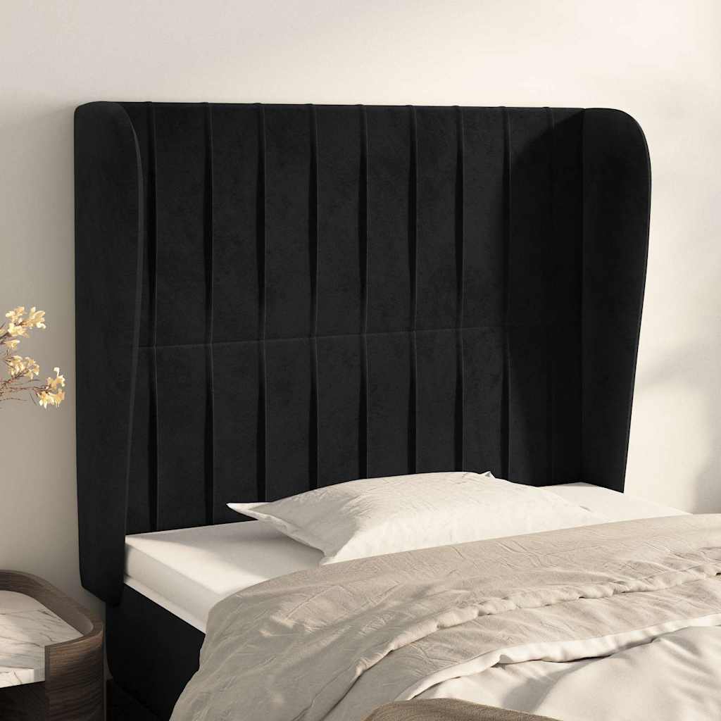 Vidaxl hoofdbord met randen 103x23x118 128 cm fluweel zwart