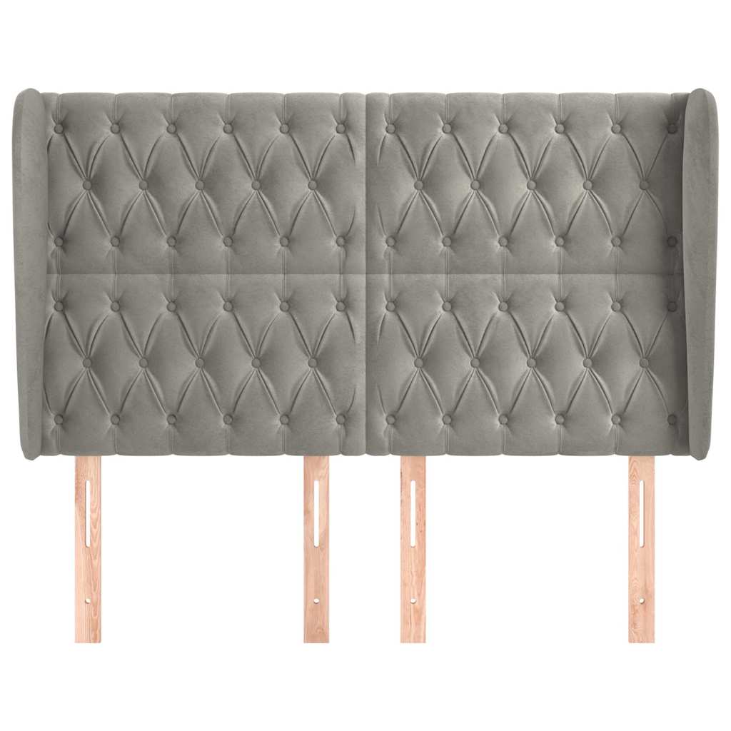 Vidaxl hoofdbord met randen 163x23x118 128 cm fluweel lichtgrijs