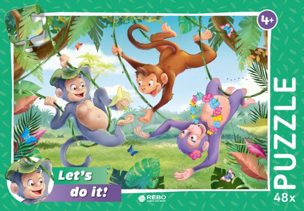 Rebo legpuzzel 48 stukjes - monkeys in t