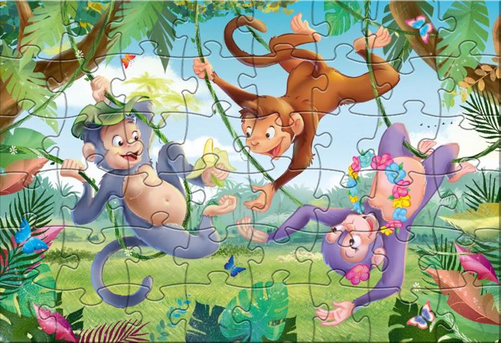 Rebo legpuzzel 48 stukjes - monkeys in t