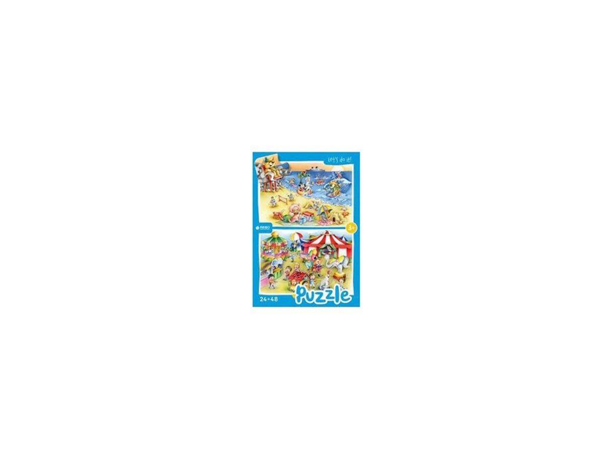Rebo strand og cirkus puslespil 24 + 48 brikker