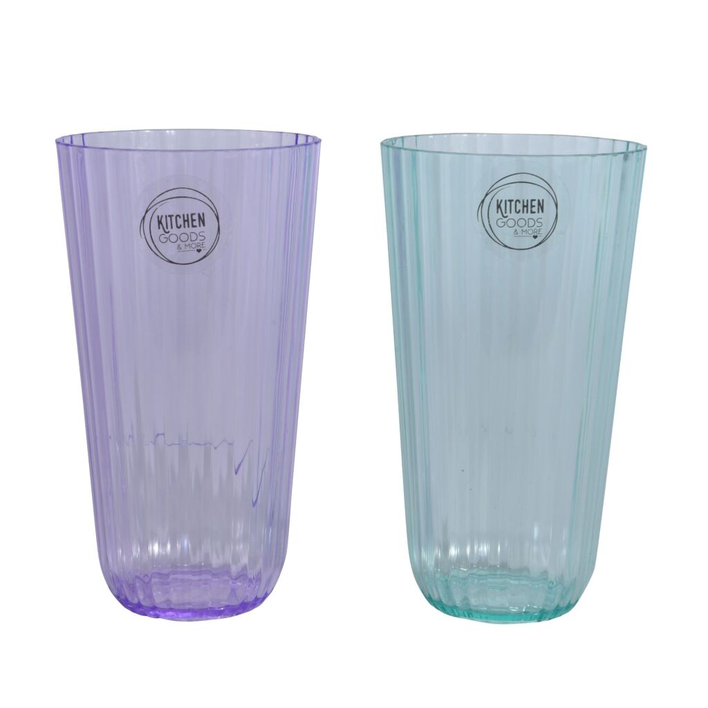 Diverse drikkeglas plast 2 assorterede farver 15cm