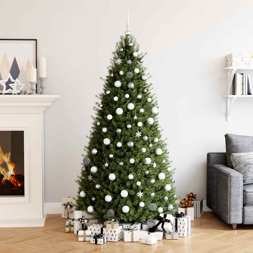 Vidaxl 111-delt julekuglesæt polystyren hvid og grå