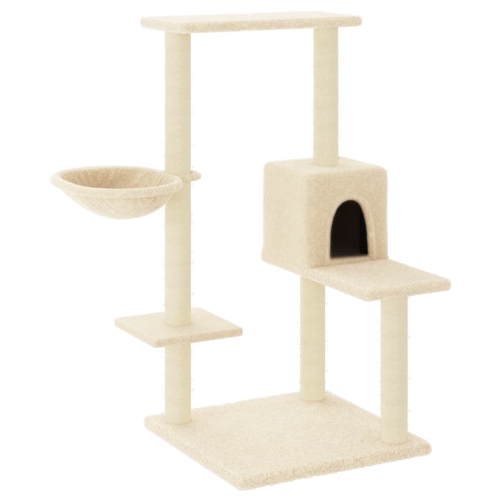 Vidaxl kattemøbler med sisal skrabe stolper 95 cm creme -farvet