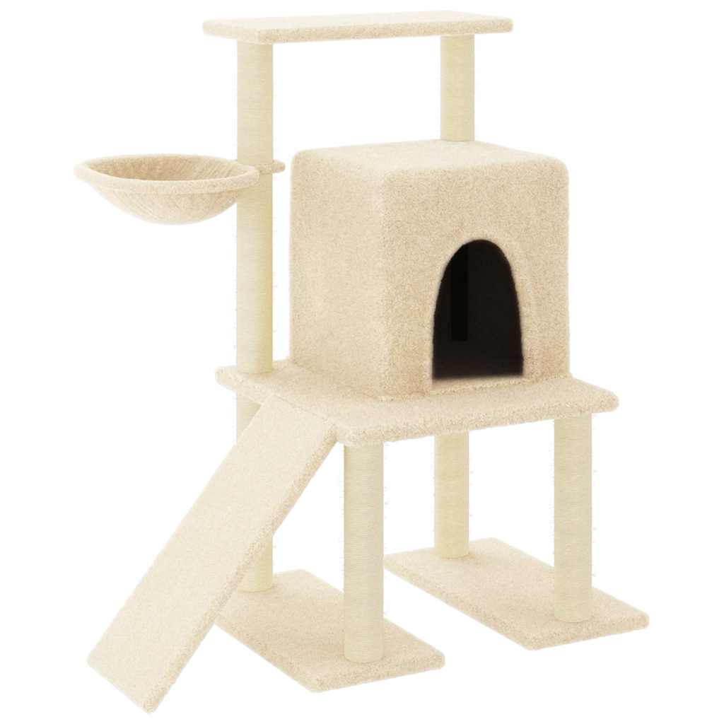 Vidaxl kattemøbler med sisal skrabe stolper 96,5 cm creme -farvet