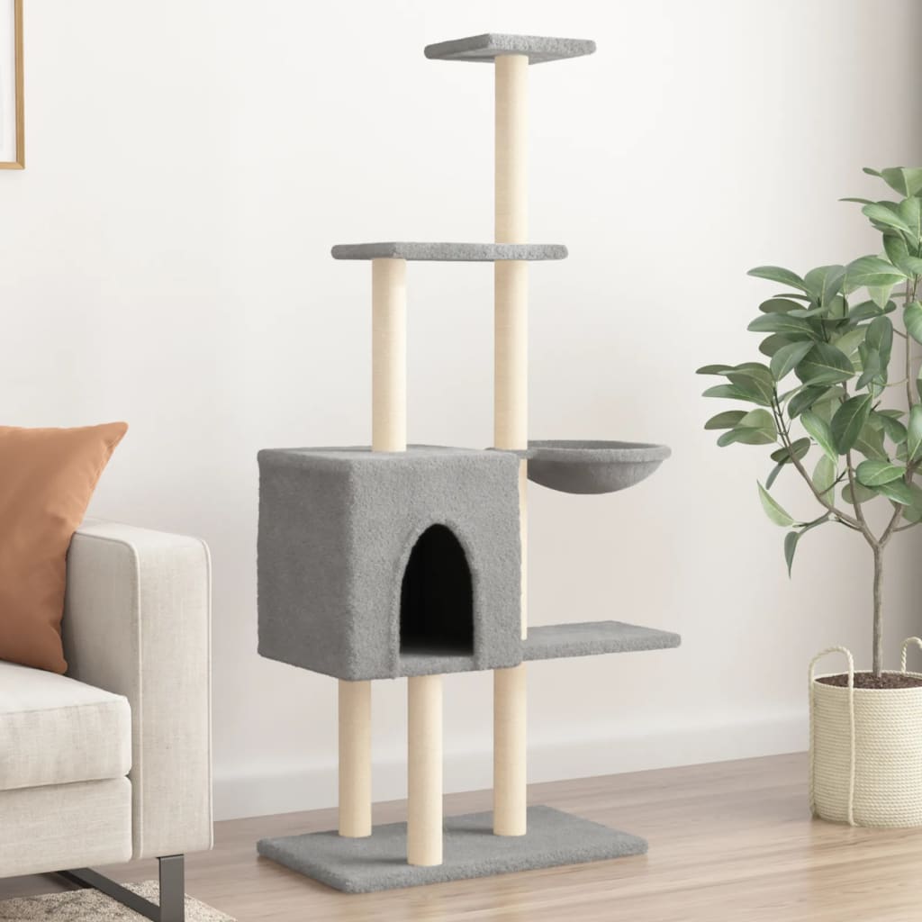 Vidaxl kattemøbler med sisal skrabe poster 145 cm lysegrå