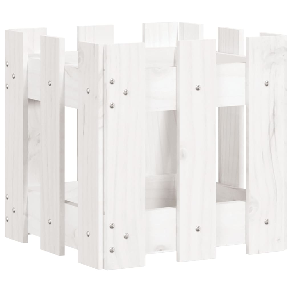 Vidaxx planter med hegndesign 30x30x30 cm fast fyrretræ hvid