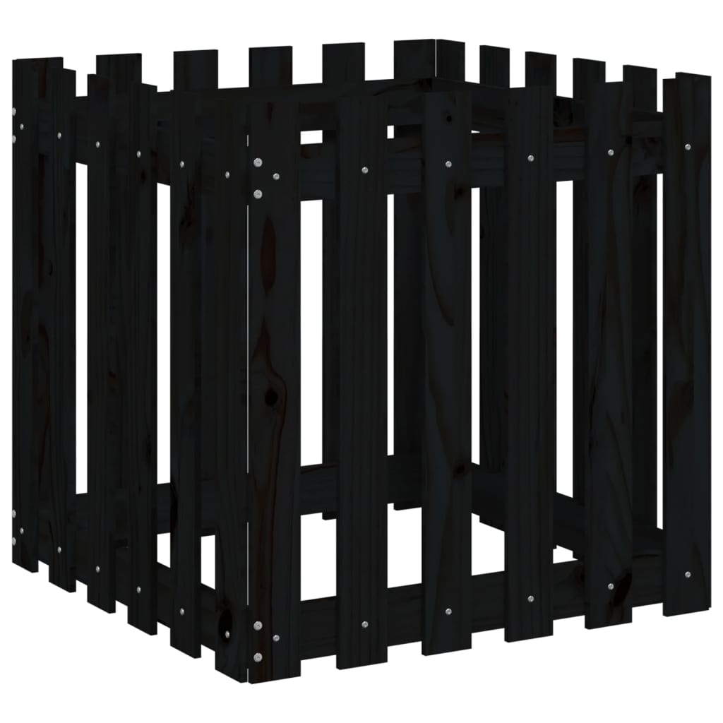 Vidaxx planter med hegndesign 60x60x60 cm Solid fyrretræ sort