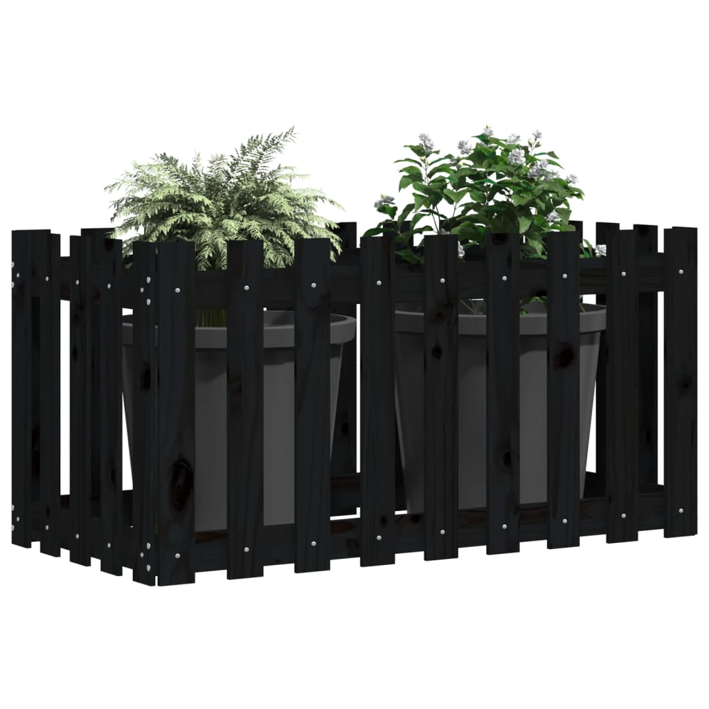 Vidaxx planter hævet hegn design 100x50x50 cm fyrretræ sort