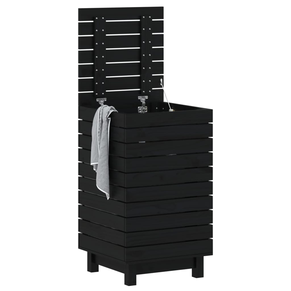 Vidaxl vaskeri kurv 44x44x76 cm Solid fyrretræ sort