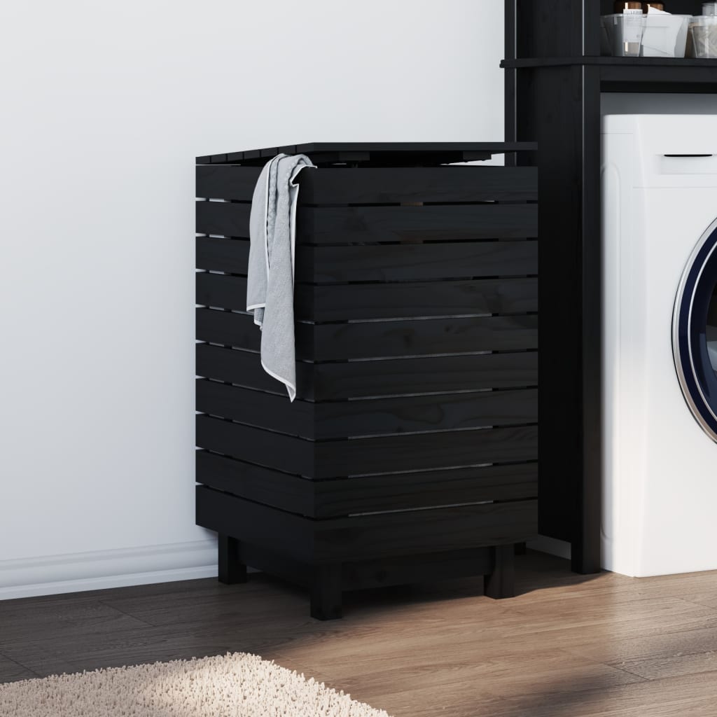 Vidaxl vaskeri kurv 44x44x76 cm Solid fyrretræ sort