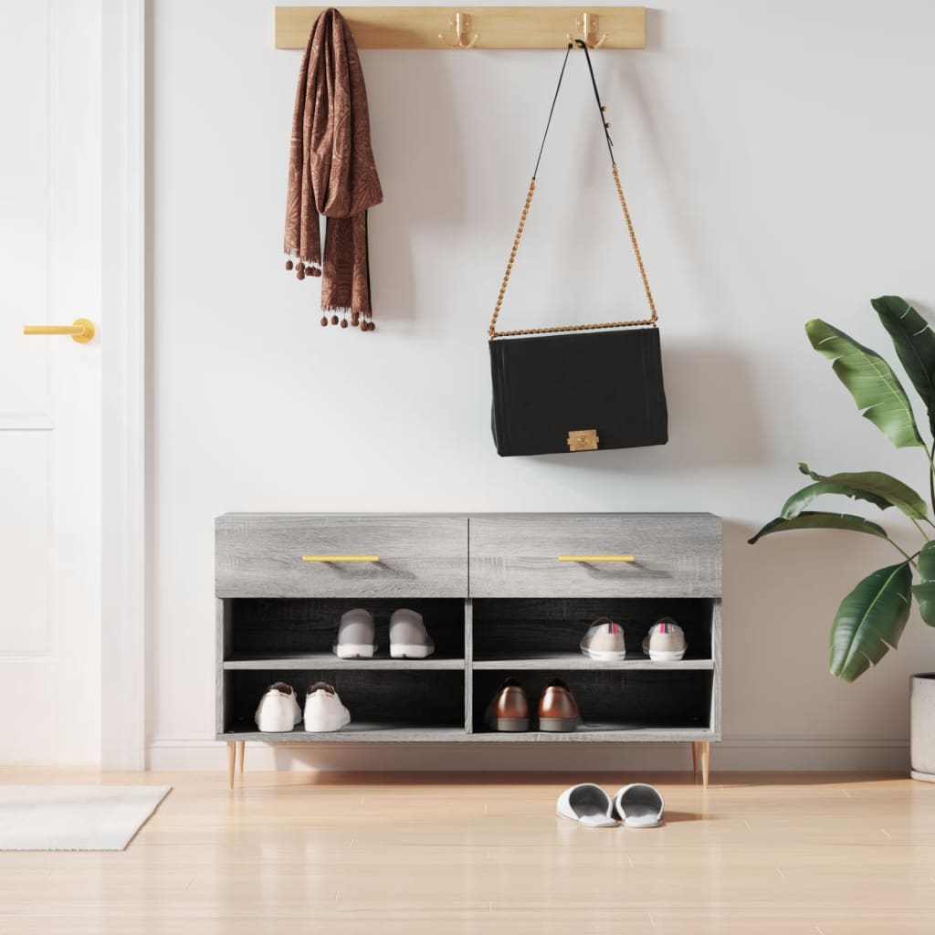 Vidaxx sko bænk 102x35x55 cm konstrueret træ grå sonoma eg farve