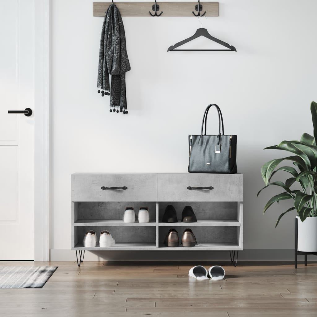 Vidaxx sko bænk 102x35x55 cm konstrueret træ betongrå