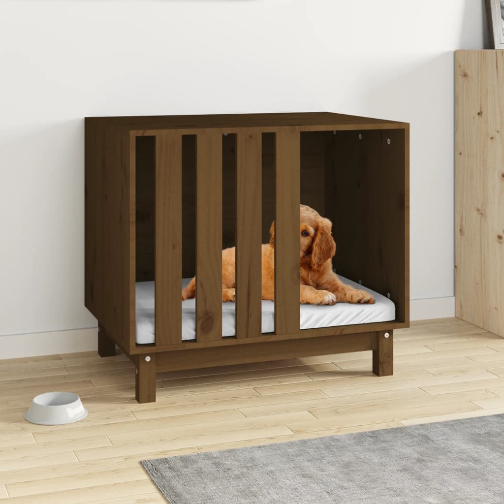 Vidaxl Doghouse 70x50x62 cm Solid fyrretræ Honningbrun