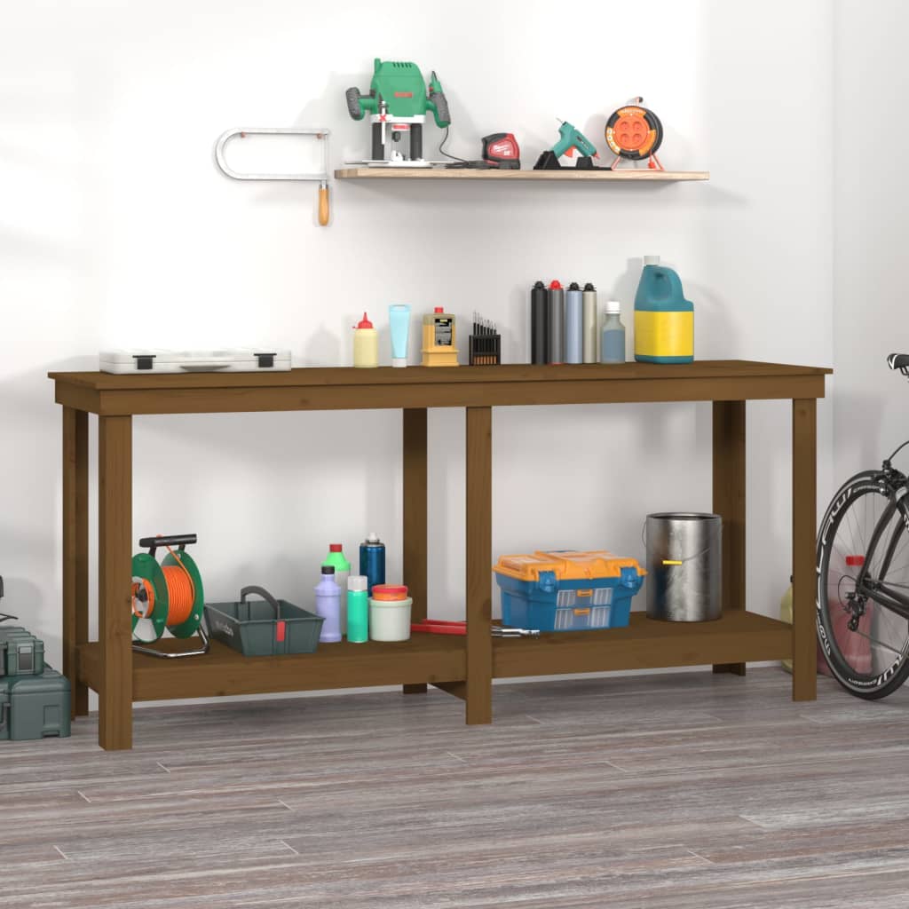 Vidaxl Workbench 180x50x80 cm Solid fyrretræbrun
