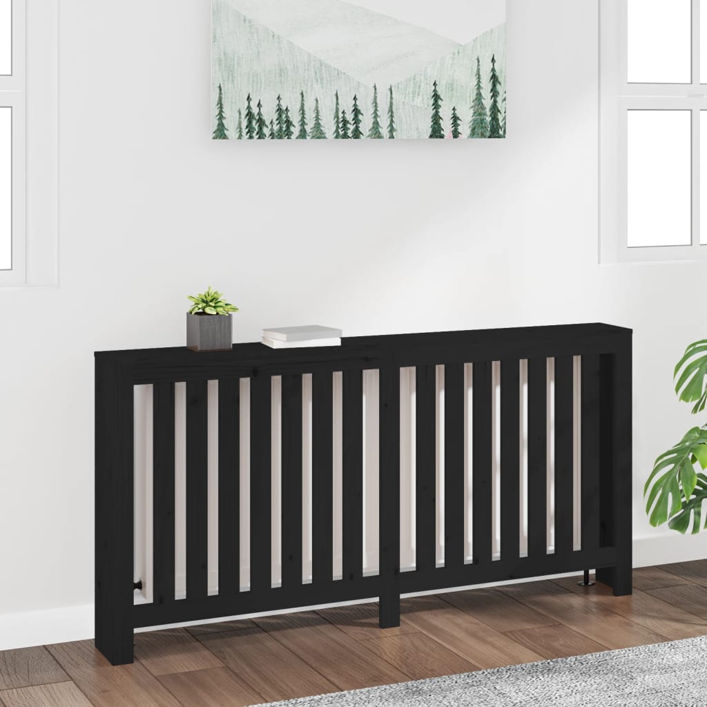 Vidaxl Radiator Casing 169x19x84 cm Solid fyrretræ sort