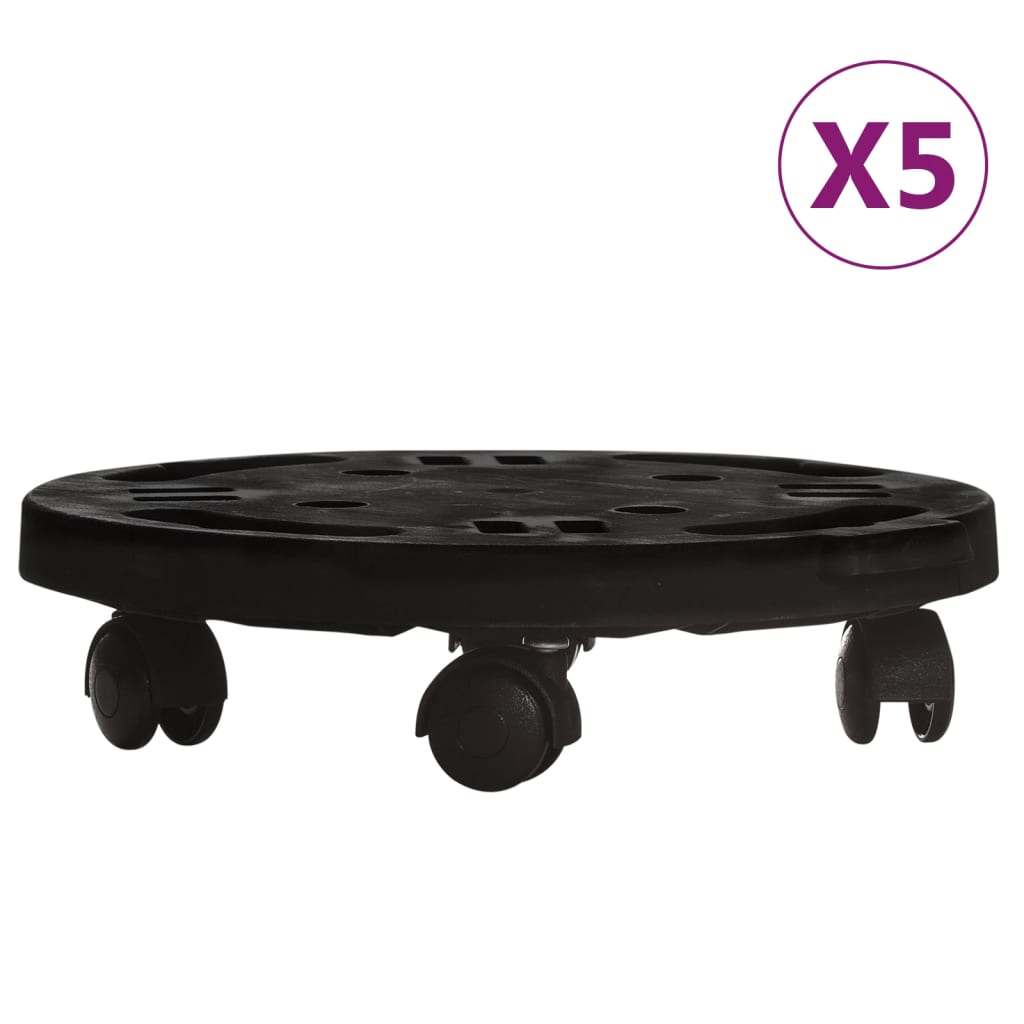 Vidaxl Plantevogne med hjul 5 stk. 170 kg diameter 30 cm sort sort