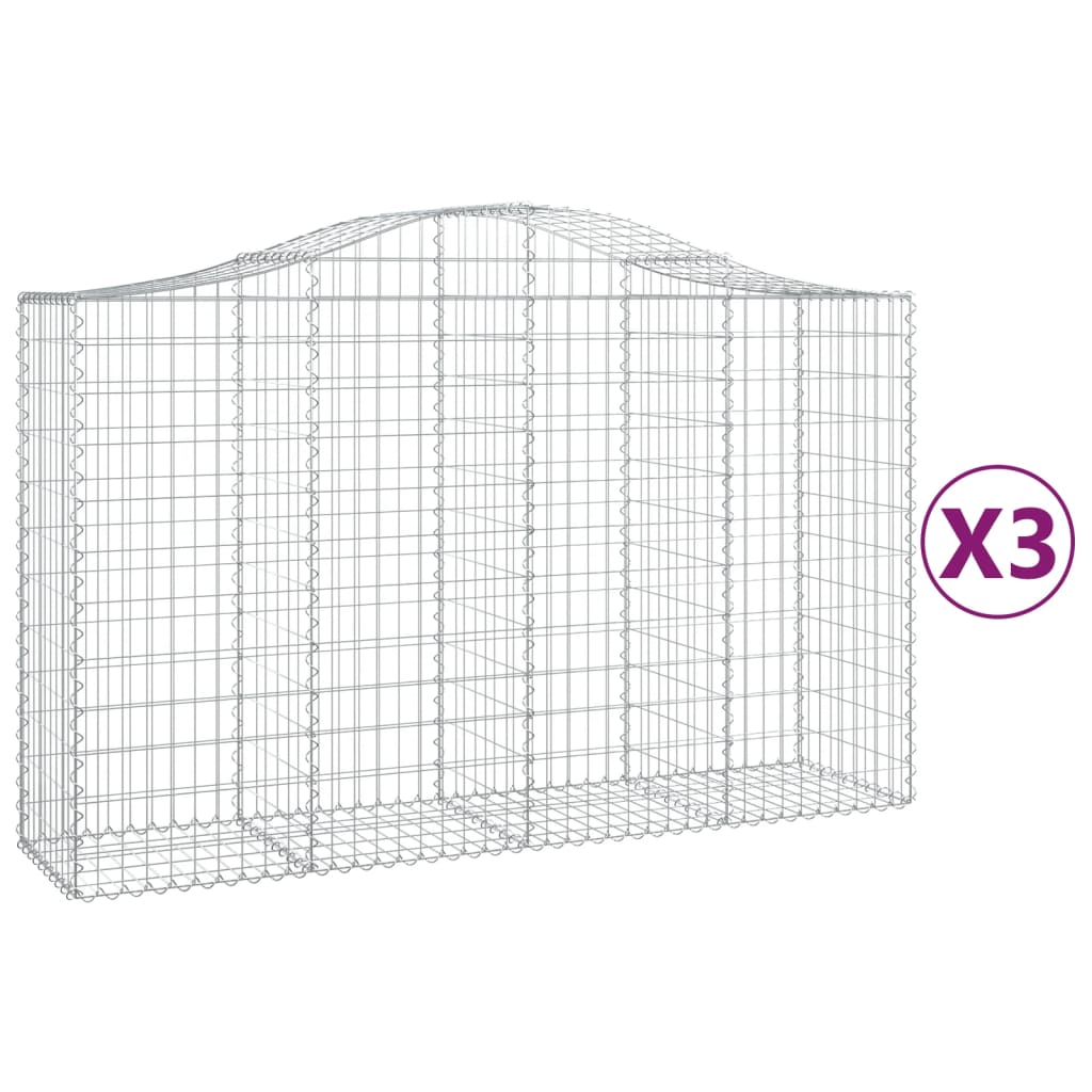 Vidaxl Gabions 3 stk. Buet 200x50x120 140 cm jern