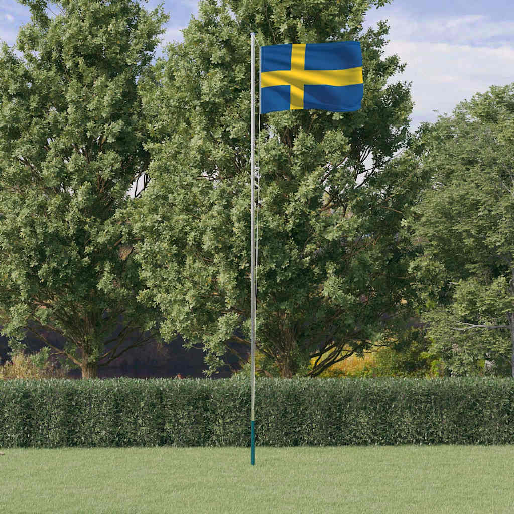 Vidaxl flag med flagstang Sverige 6,08 m aluminium
