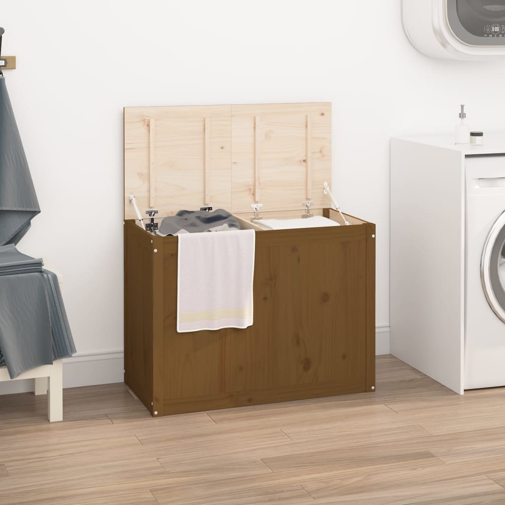 Vidaxx vaskeri Kurv 88.5x44x66 cm Solid fyrretræ Honningbrun