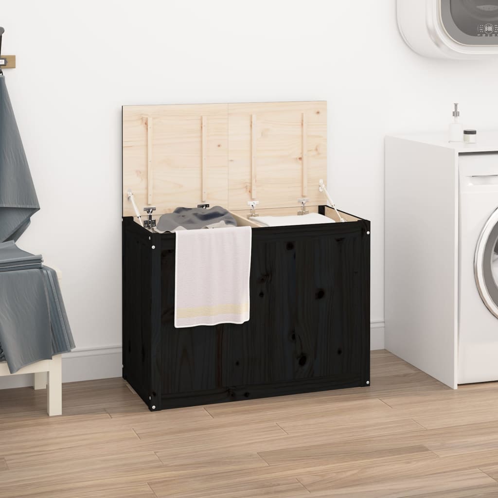 Vidaxx vaskeri Kurv 88.5x44x66 cm Solid fyrretræ sort