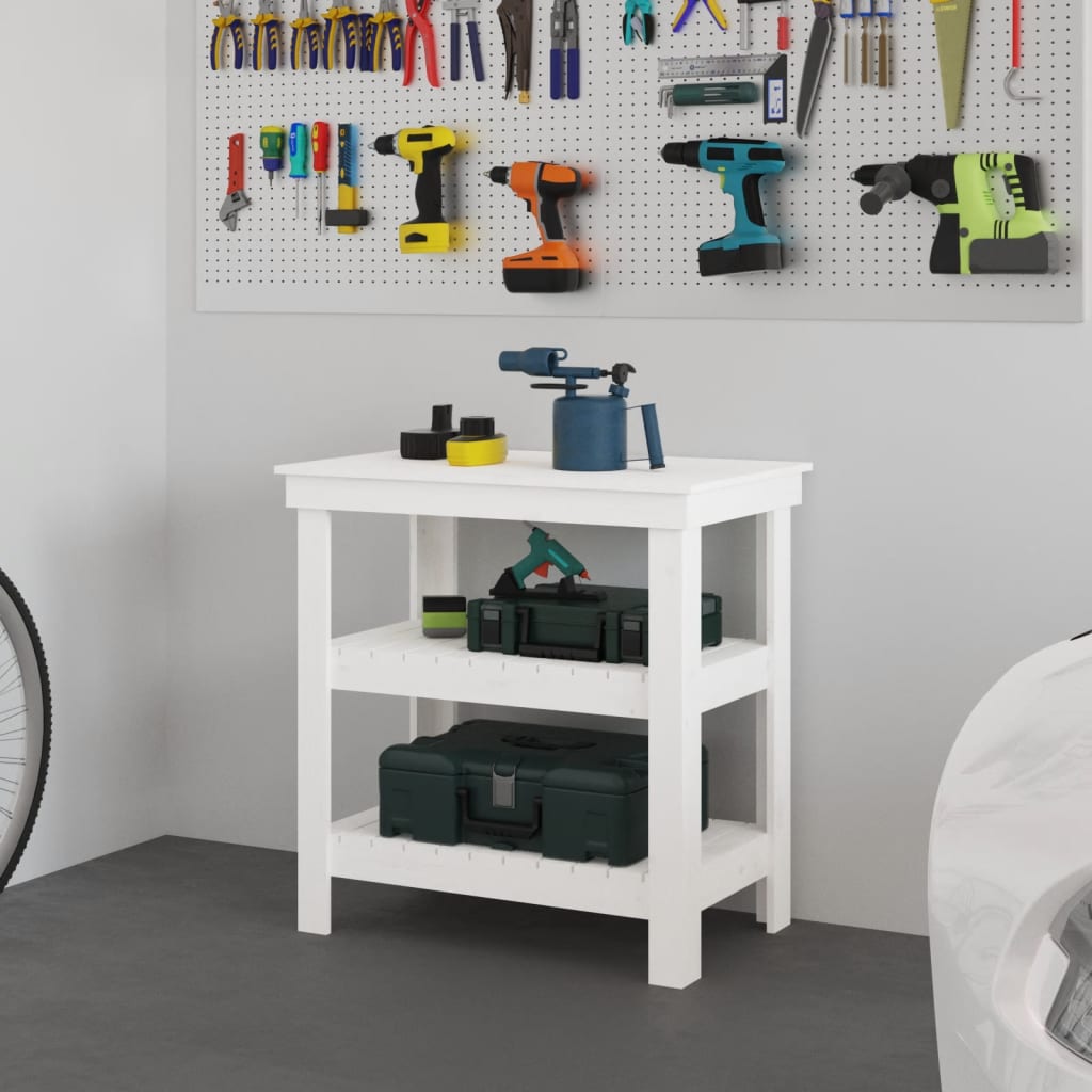 Vidaxx arbejdsbord 78,5x50x80 cm massiv fyrretræ hvid