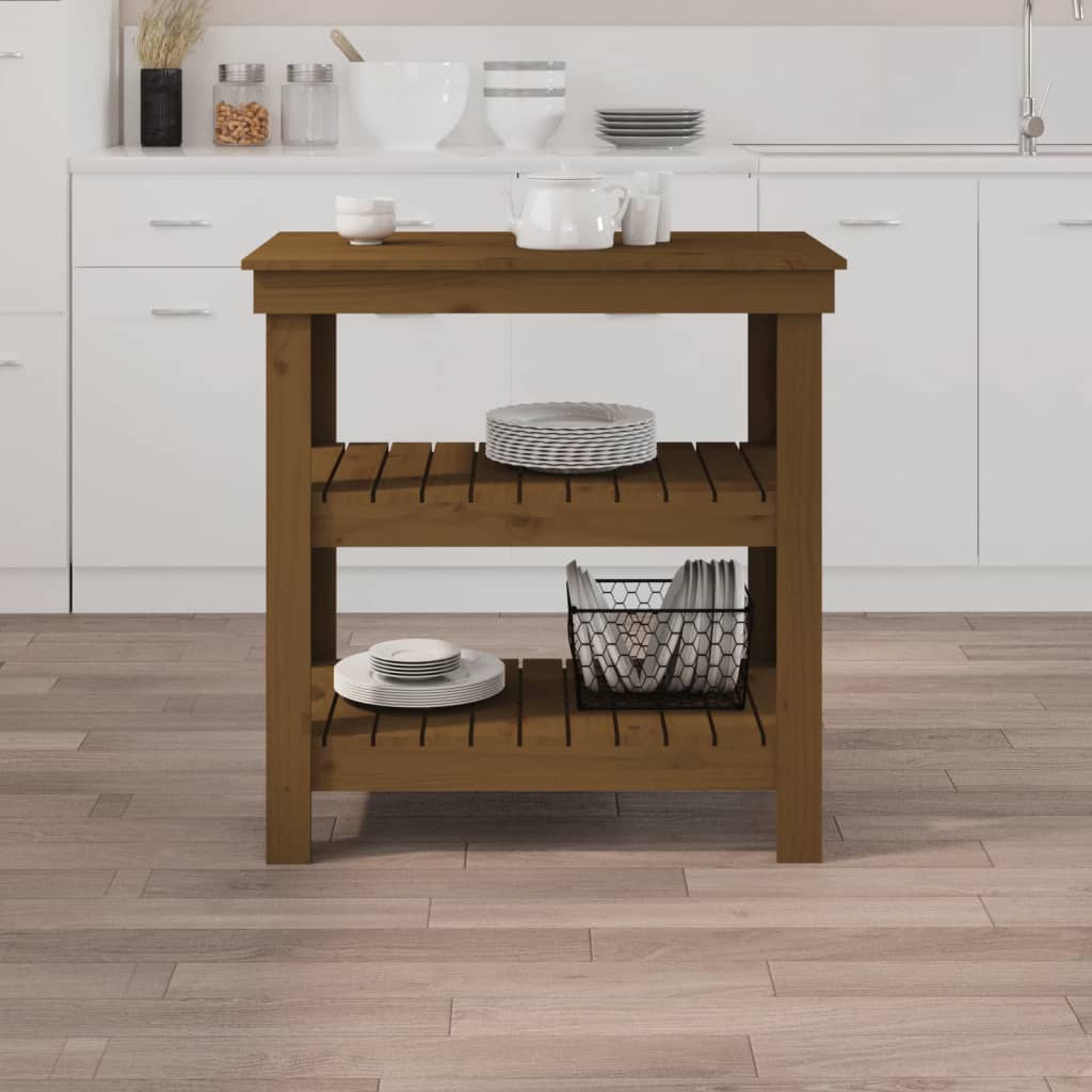 Vidaxx Workbench 78.5x50x80 cm Solid fyrretræ Honningbrun