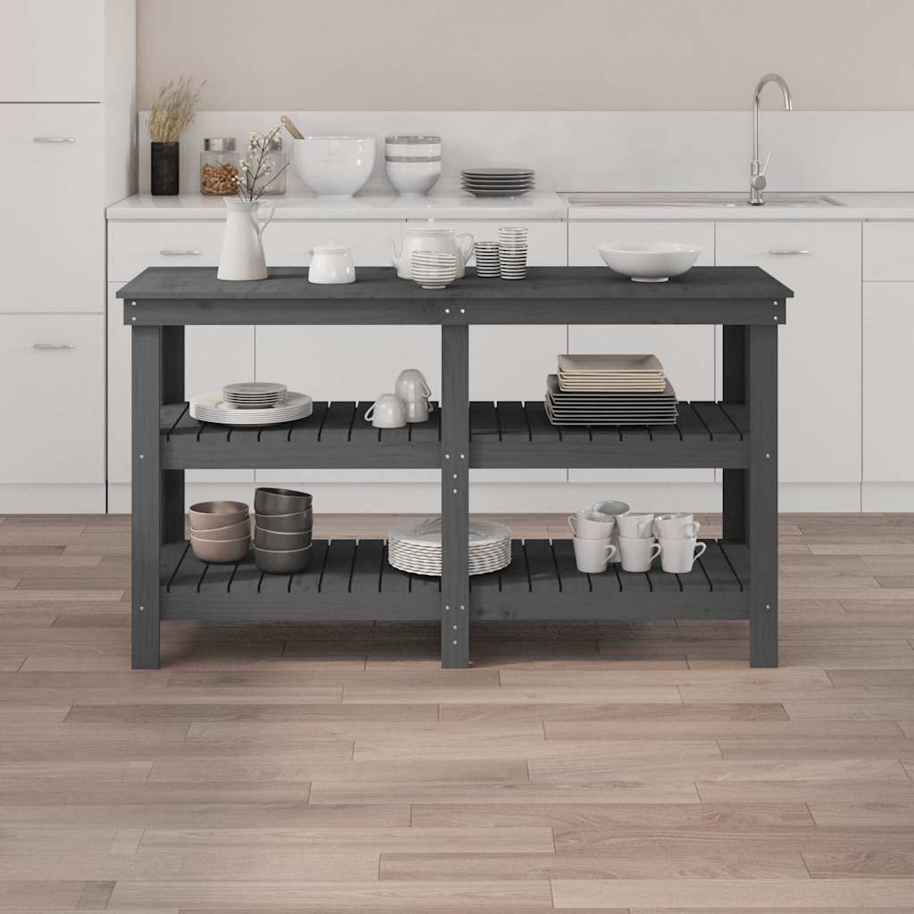 Vidaxx Workbench 142.5x50x80 cm Solid fyrretræ grå