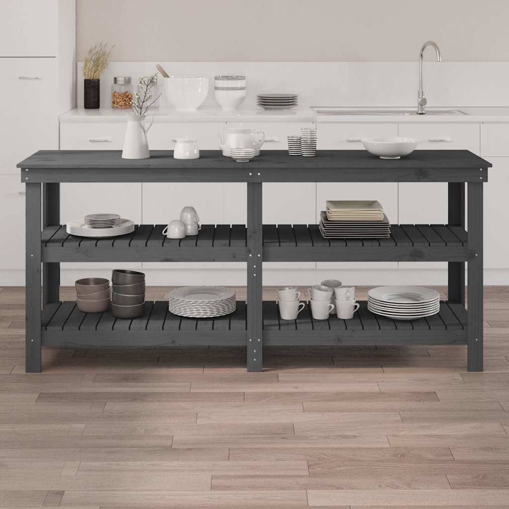 Vidaxx arbejdsbænk 181x50x80 cm solid fyrretræ grå