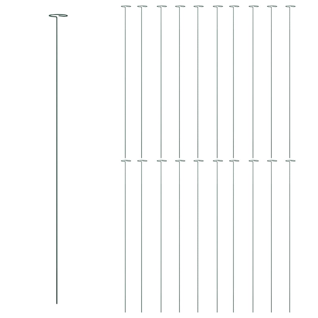 Vidaxl Plant Stakes 20 stk 91 cm stål mørkegrøn