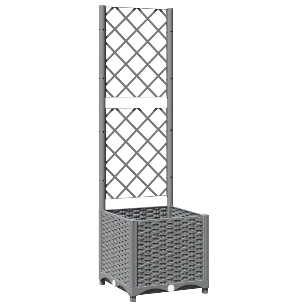 Vidaxx Planter med Trellis 40x40x136 cm polypropylen lysegrå