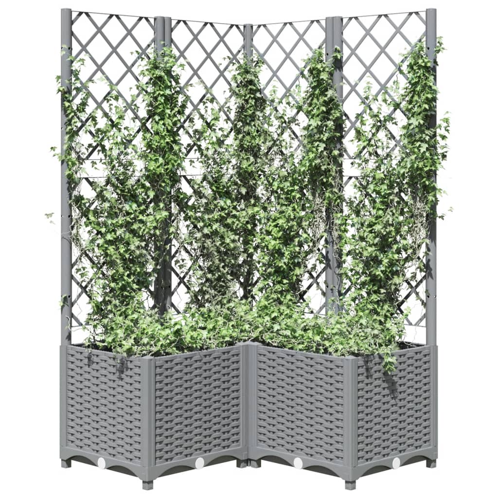 Vidaxx planter med Trellis 80x80x136 cm polypropylen lysegrå