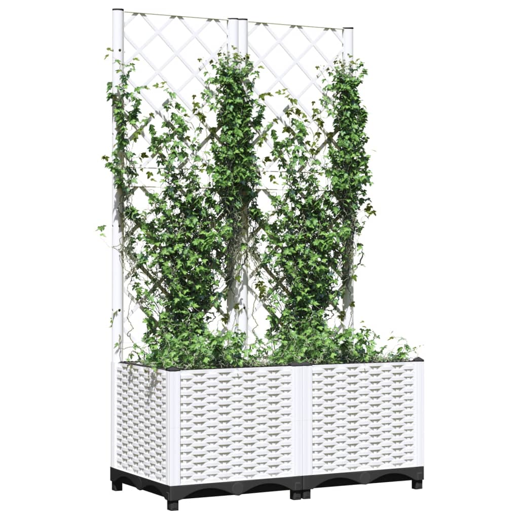Vidaxx planter med Trellis 80x40x136 cm polypropylen hvid